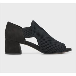 Eileen Fisher Women's Black‎ Ferris Knit Peep Toe Block Heel Sandals Size 8